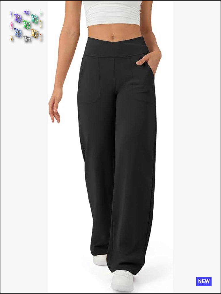 Wide Leg Yoga Pants With Pockets High Rise Stretch Lounge Pants